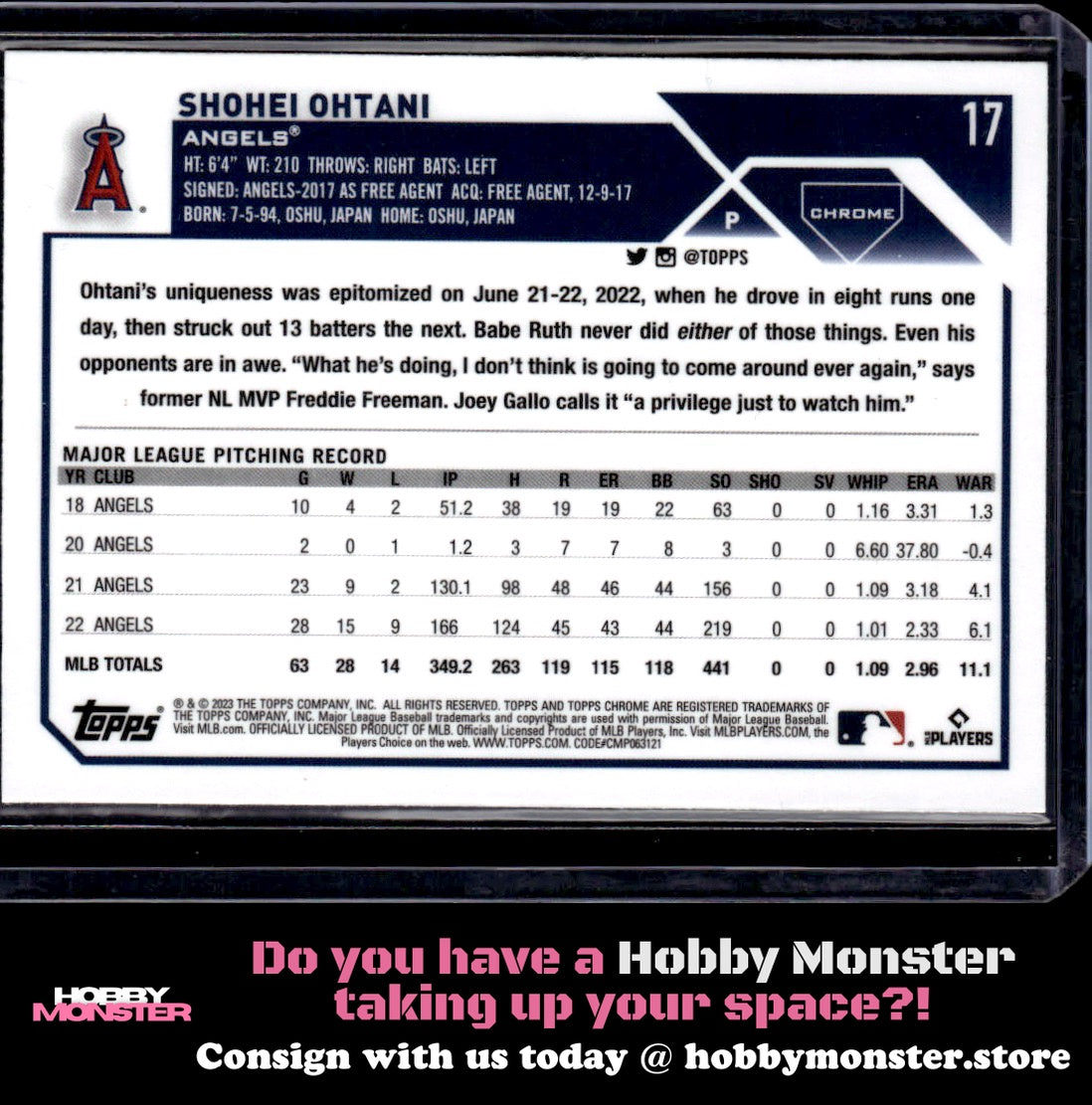 2023 Topps Chrome Shohei Ohtani Prism Refractors Los Angeles Angels