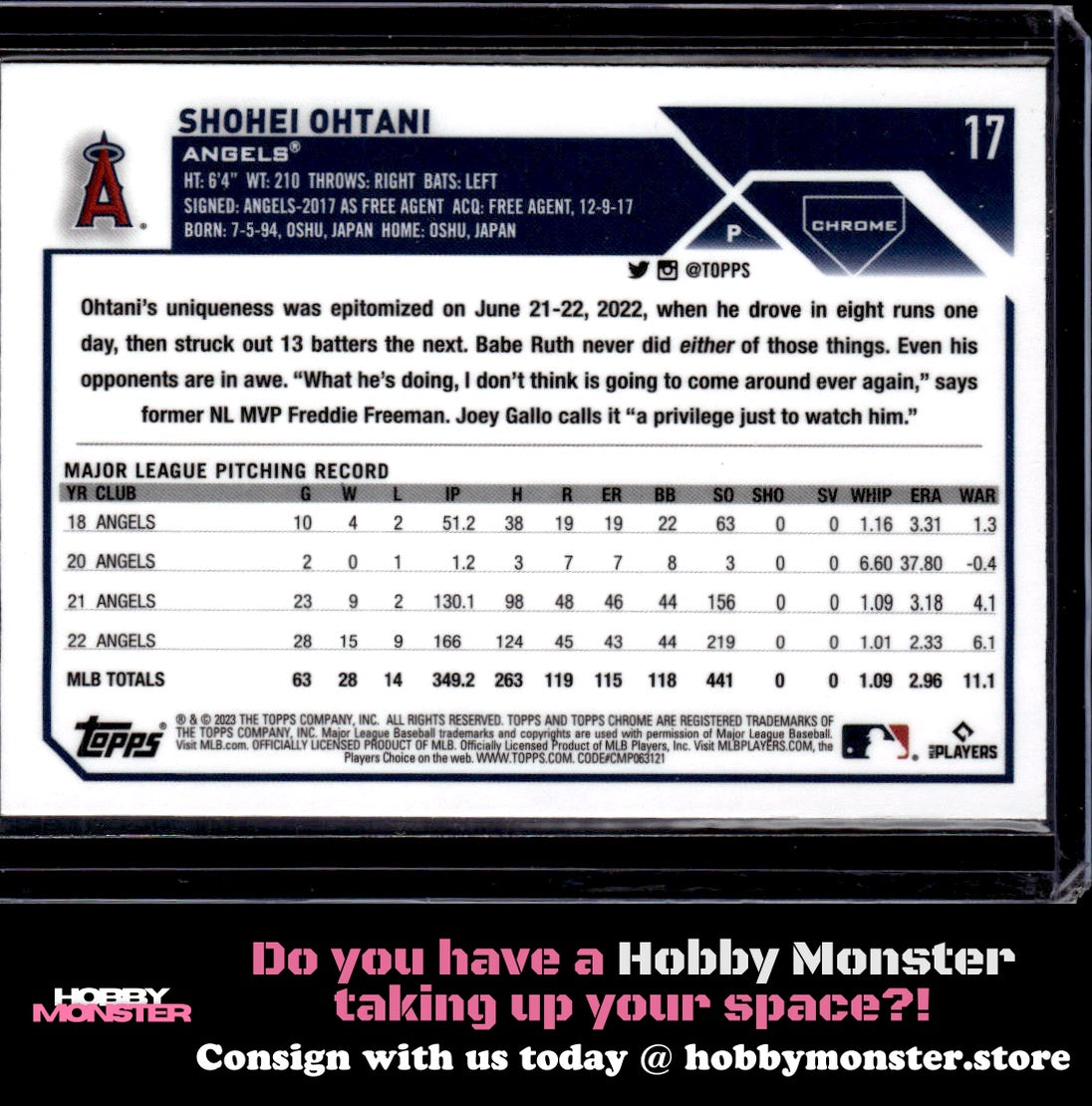 2023 Topps Chrome Shohei Ohtani Los Angeles Angels