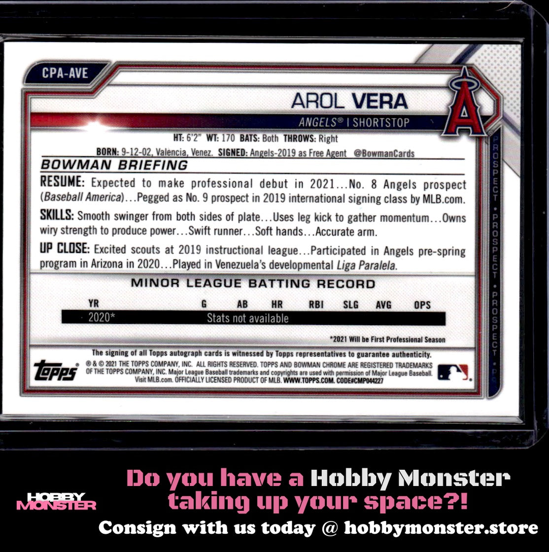 2021 Bowman Chrome Arol Vera Auto Los Angeles Angels
