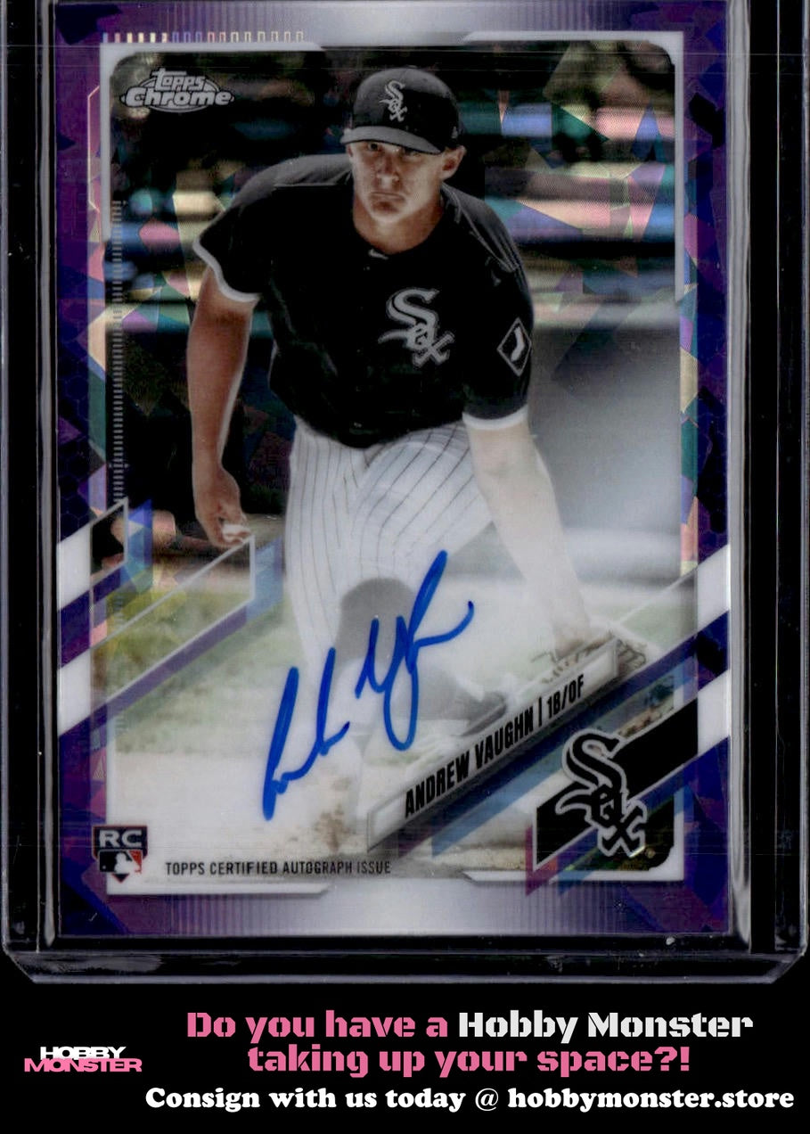 2021 Topps Chrome Sapphire Andrew Vaughn Rookie Purple Auto #/10 White Sox