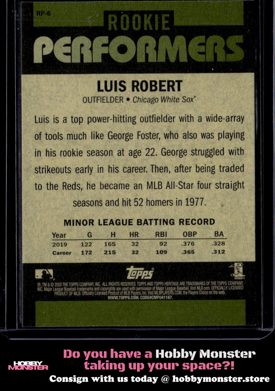 2020 Topps Heritage Luis Robert Rookie Performers Chicago White Sox