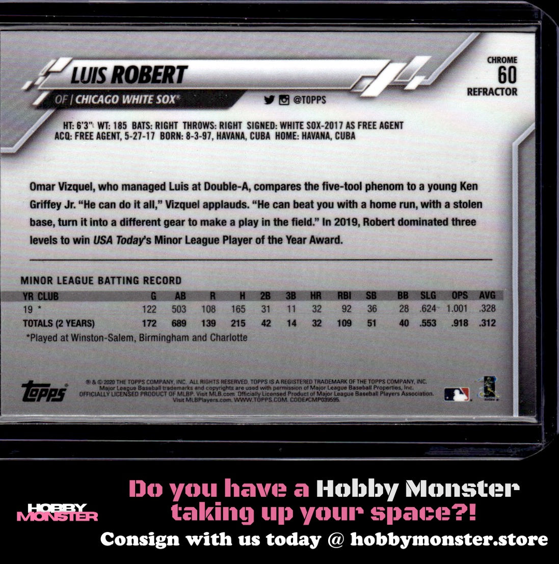 2020 Topps Chrome Luis Robert Refractor Rookie Chicago White Sox