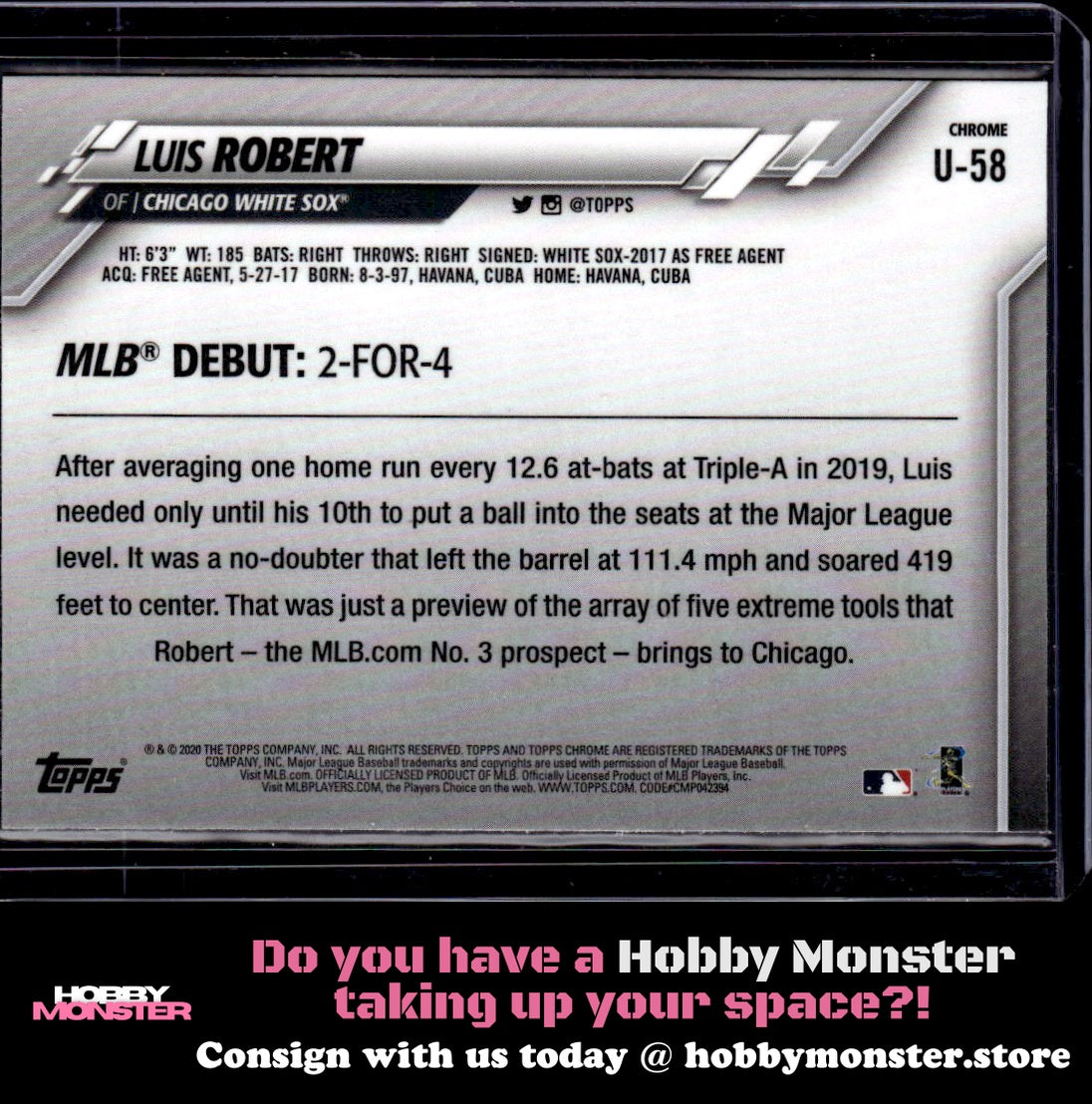 2020 Topps Chrome Update Luis Robert Pink Chicago White Sox