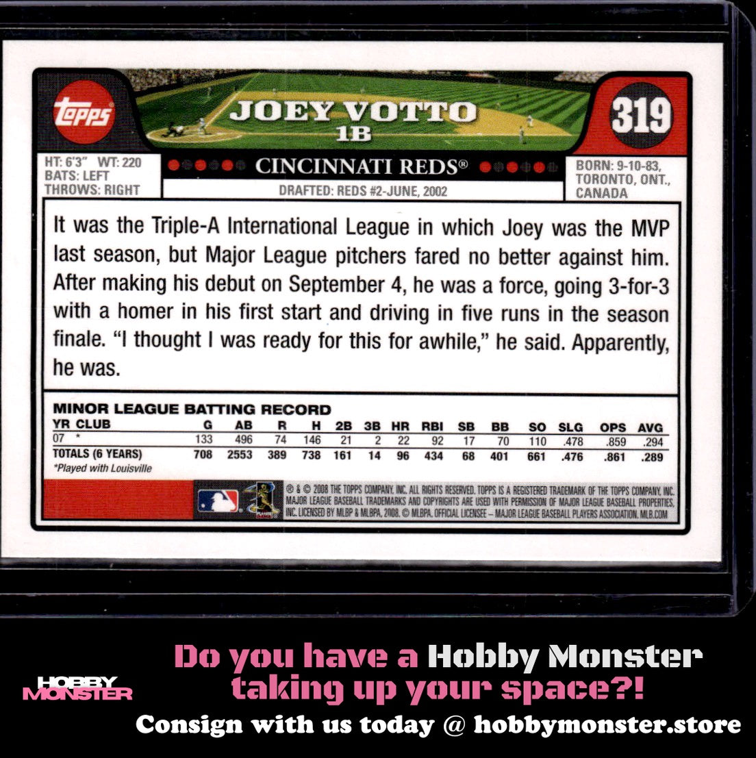 2008 Topps Joey Votto Rookie Cincinnati Reds C