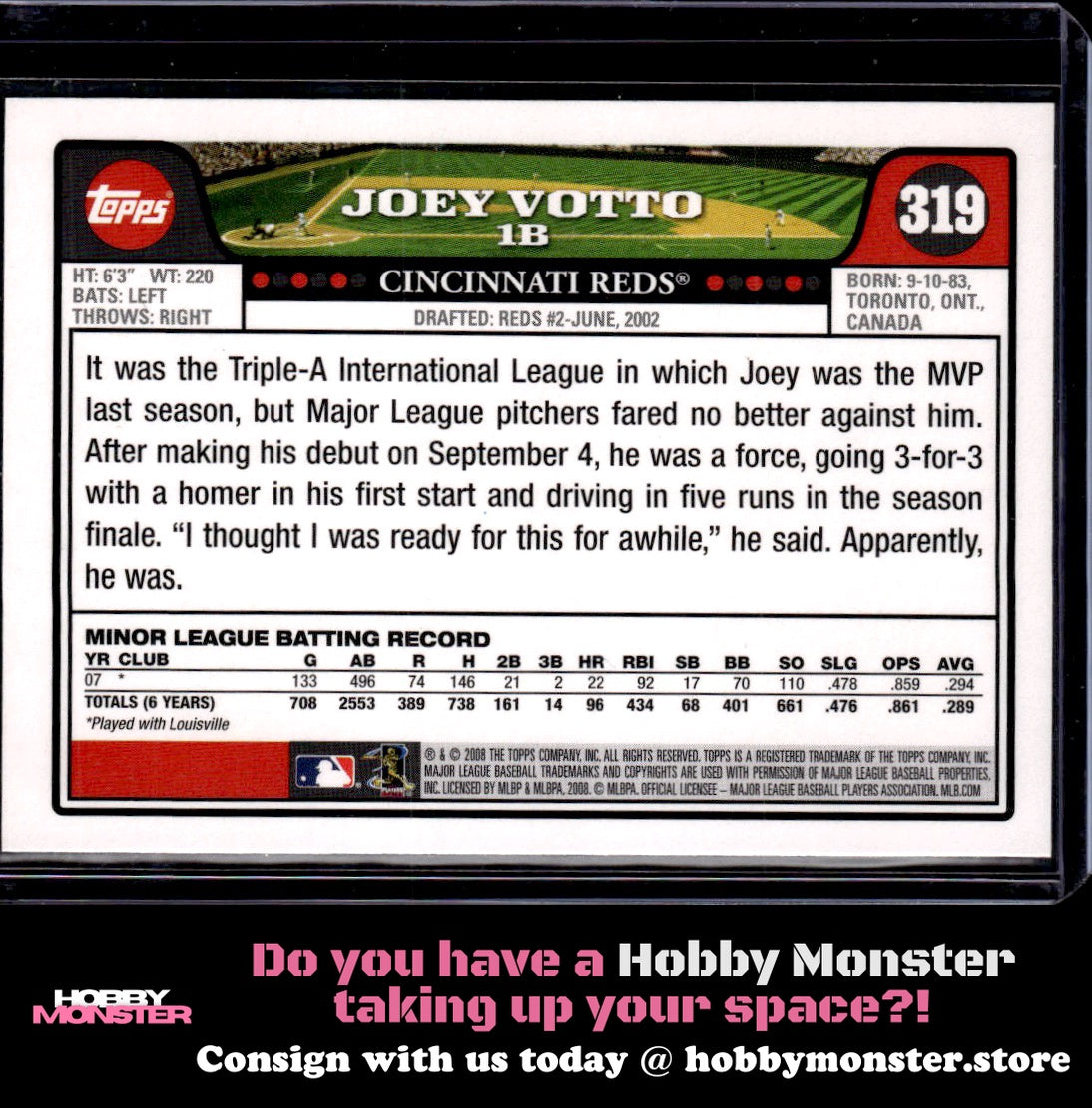 2008 Topps Joey Votto Rookie Cincinnati Reds B
