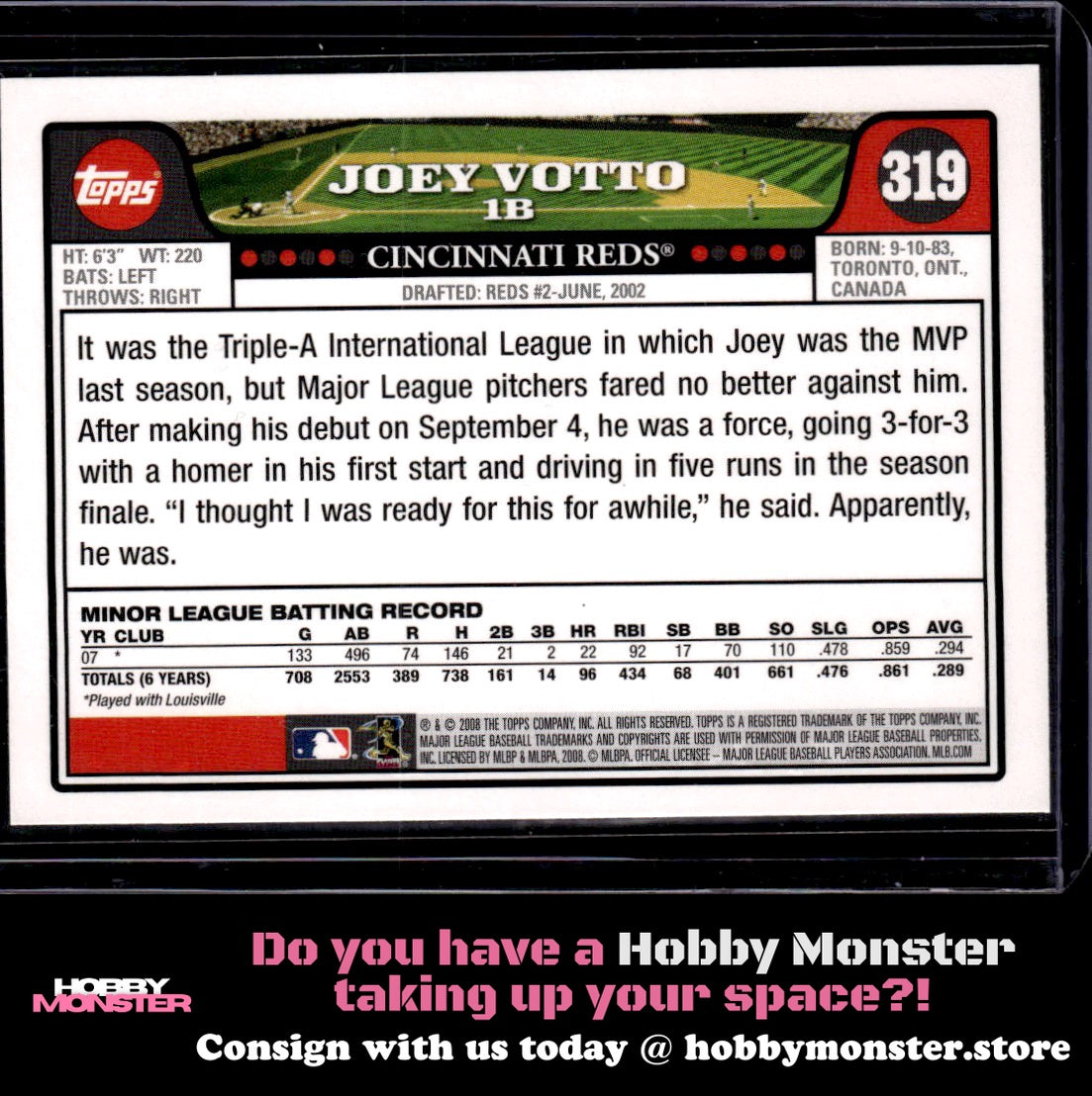 2008 Topps Joey Votto Rookie Cincinnati Reds