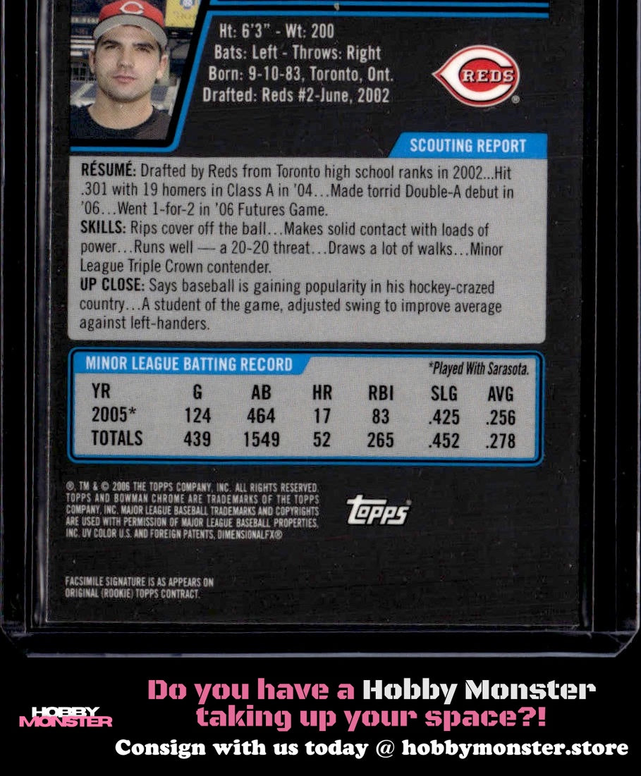 2006 Bowman Draft Joey Votto Chrome Futures Game Cincinnati Reds