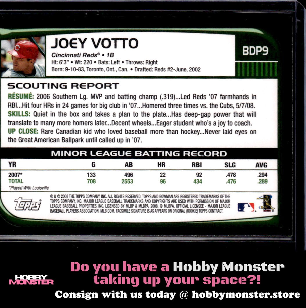 2008 Bowman Draft Picks & Prospects Joey Votto Cincinnati Reds B