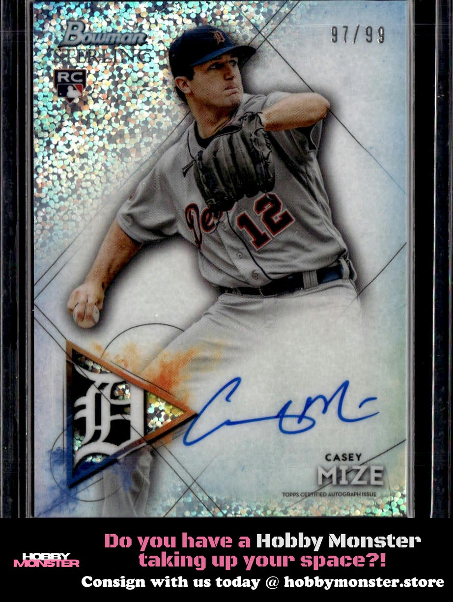 2021 Bowman Sterling Casey Mize Rookie Speckle Refractor Auto #/99 Tigers