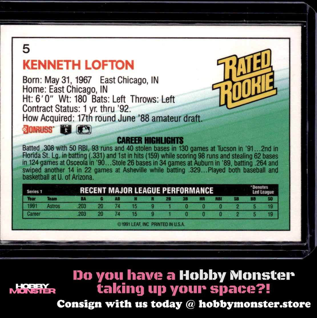 1992 Donruss Kenny Lofton Houston Astros B
