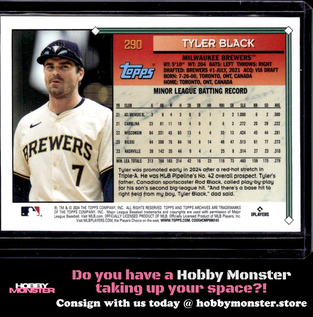 2024 Topps Archives Tyler Black Black Foilboard Milwaukee Brewers