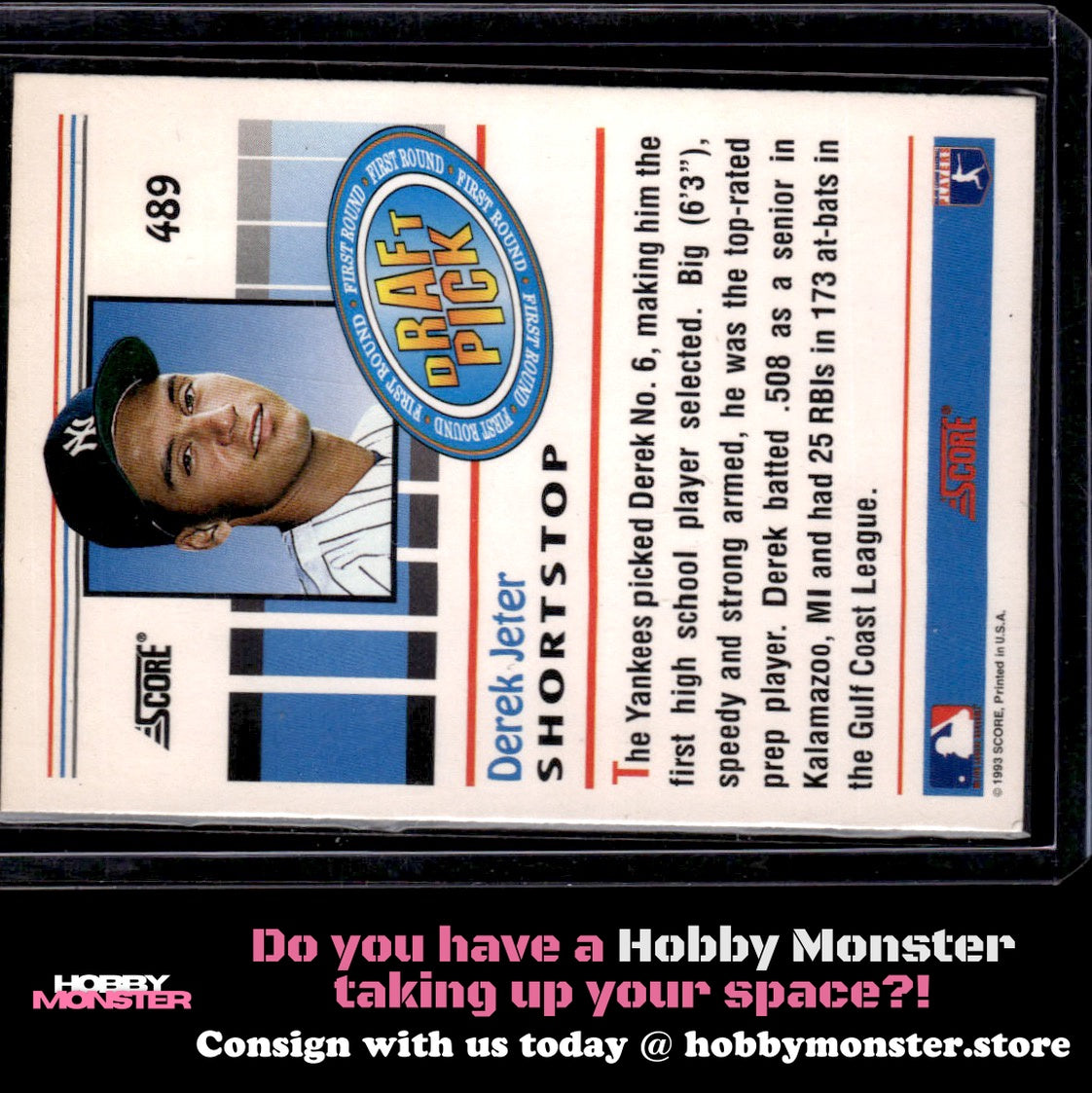1993 Score Derek Jeter Rookie New York Yankees