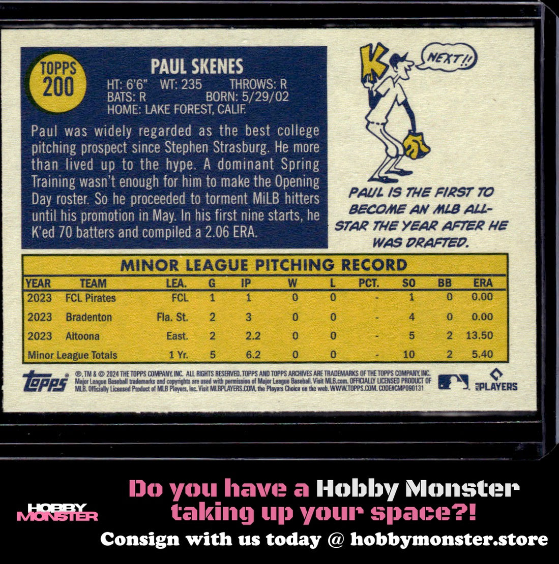 2024 Topps Archives Paul Skenes Pittsburgh Pirates