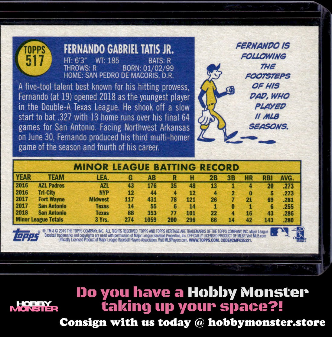 2019 Topps Heritage Fernando Tatis Jr. San Diego Padres