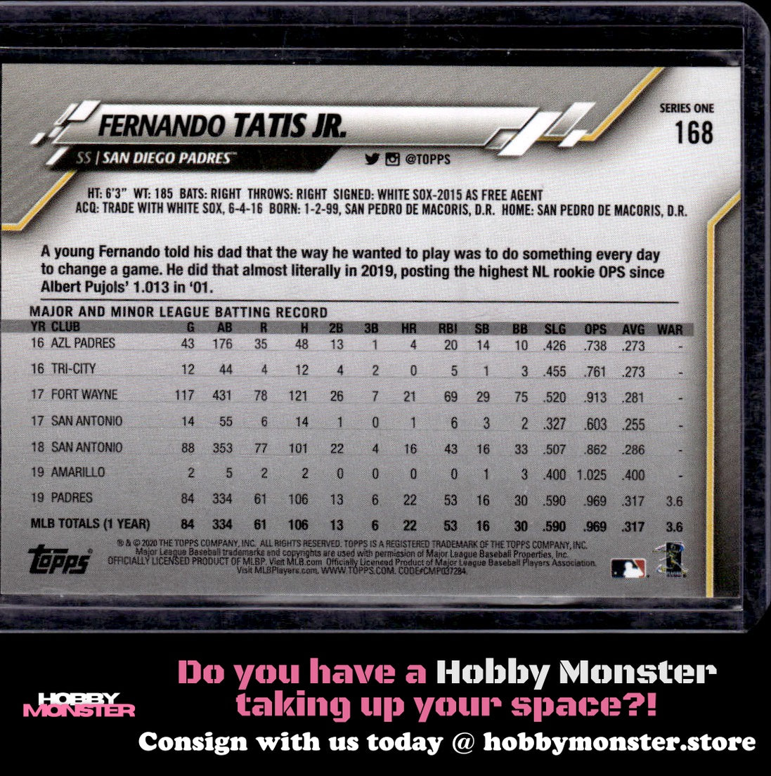 2020 Topps Fernando Tatis Jr. Squatting Gold Cup SP San Diego Padres