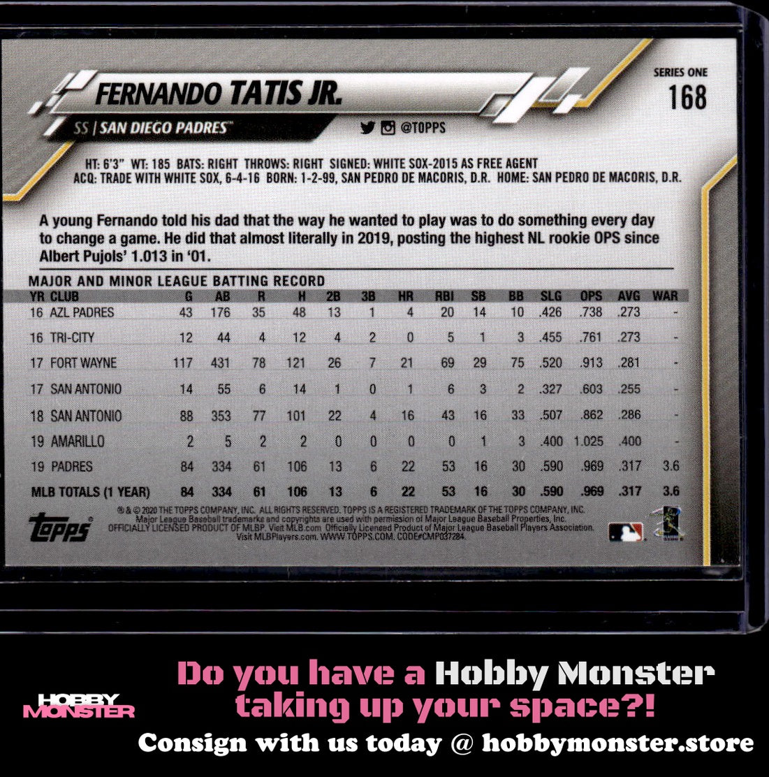 2020 Topps Fernando Tatis Jr. Squatting Gold Cup SP San Diego Padres B