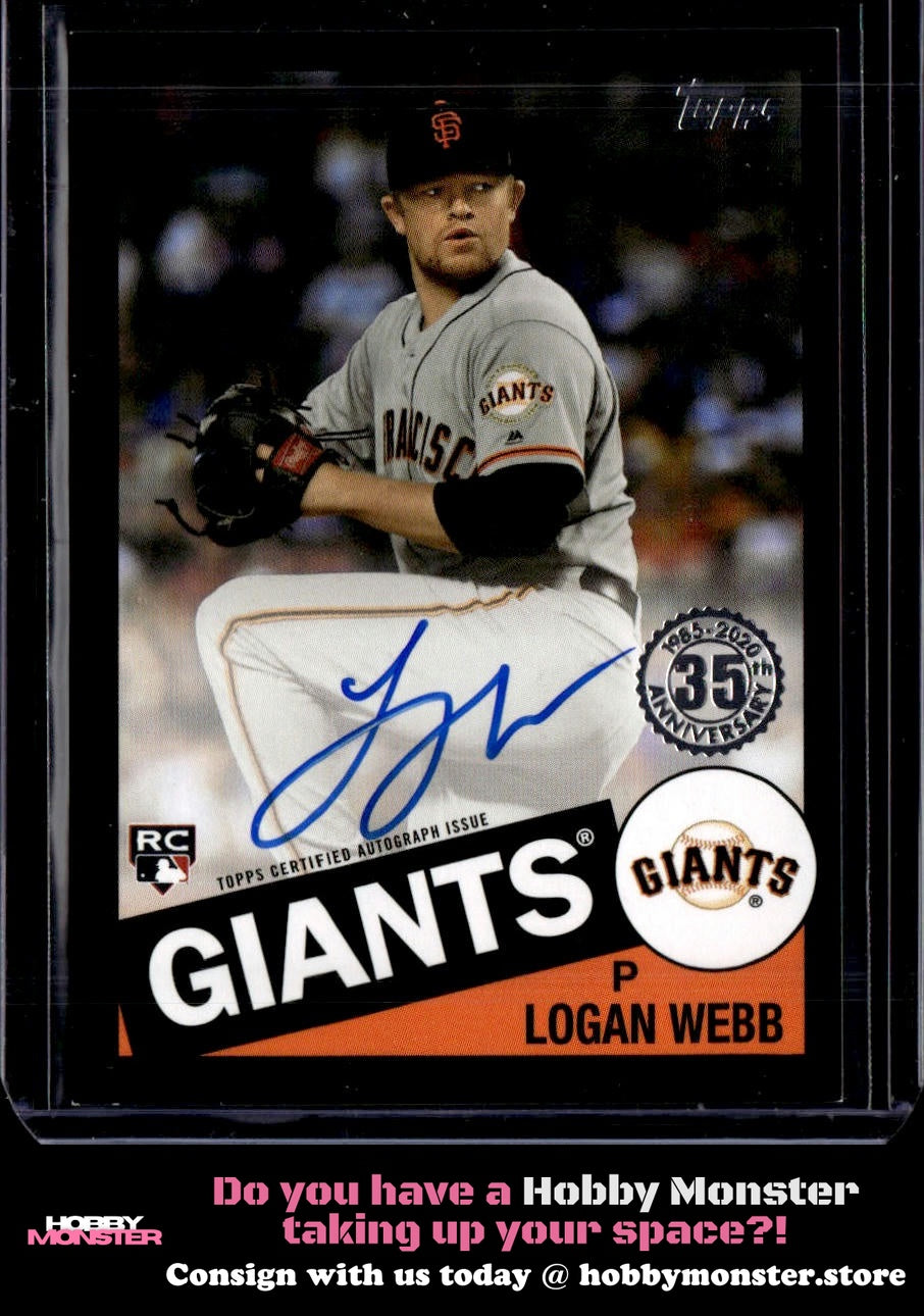 2020 Topps Logan Webb 1985 Black Auto #/199 San Francisco Giants