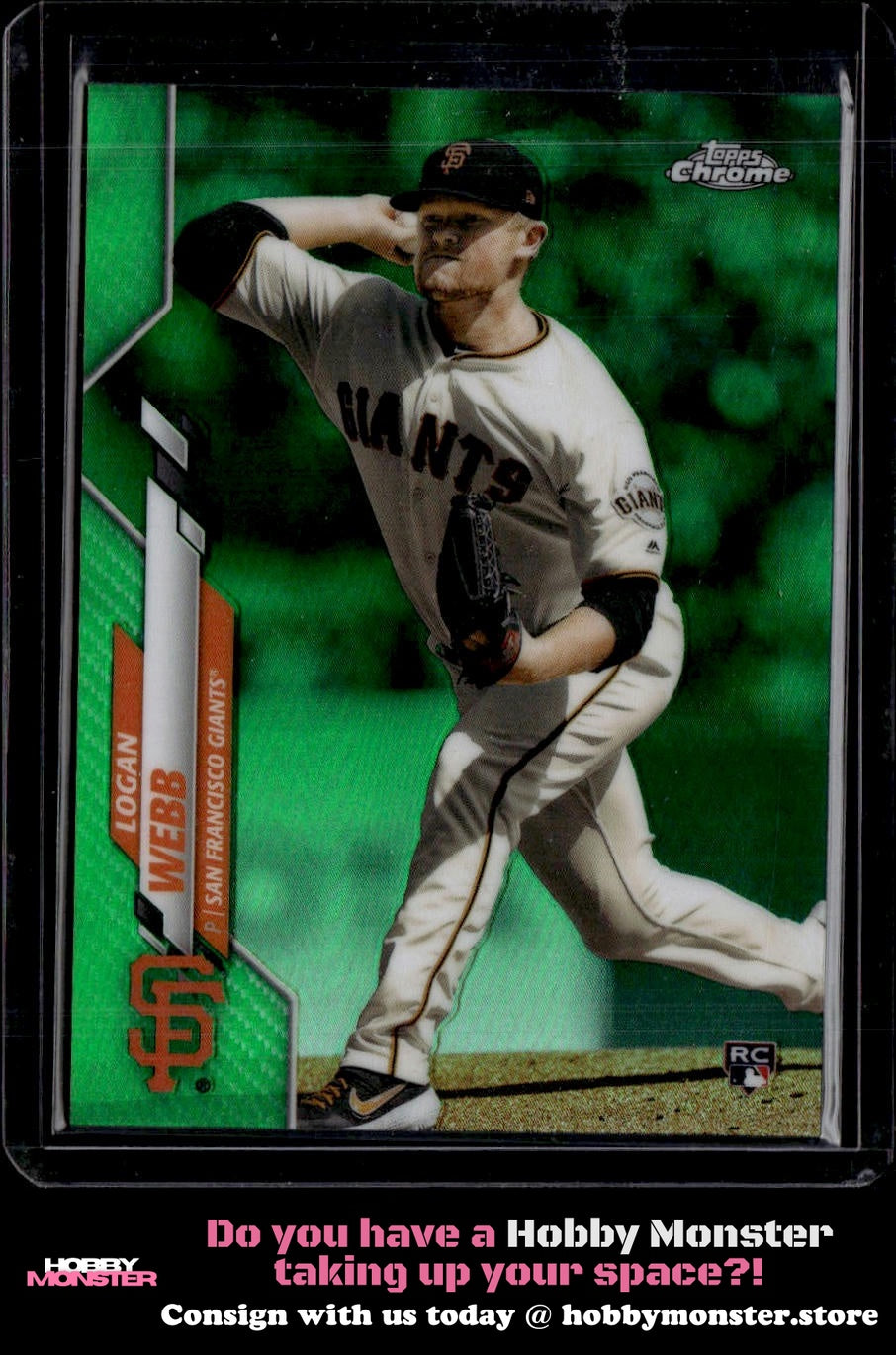 2020 Topps Chrome Logan Webb Green Refractor Rookie 36/99 San Francisco Giants