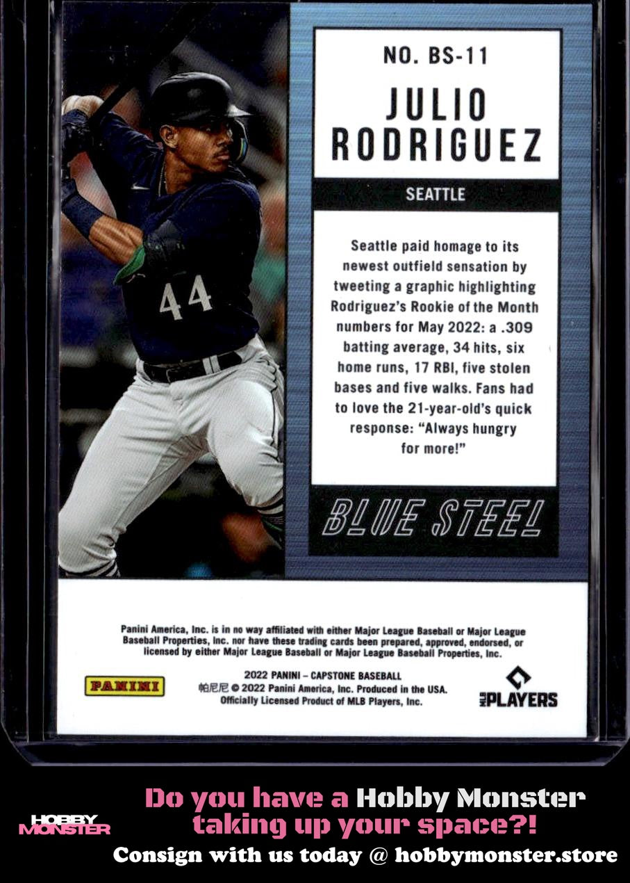 2022 Panini Capstone Julio Rodriguez Blue Steel SSP Case Hit Seattle Mariners