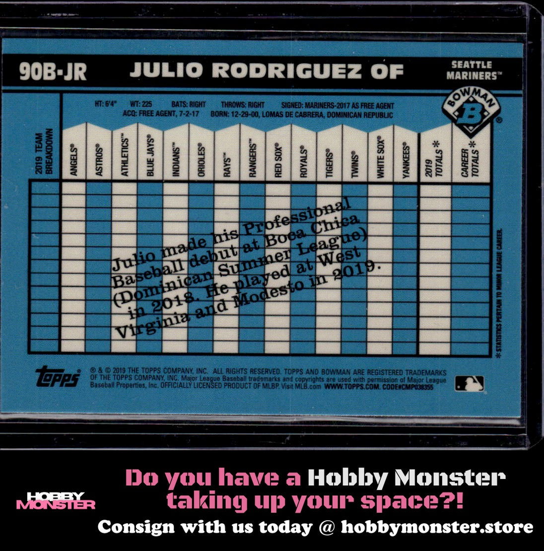 2020 Bowman Julio Rodriguez 1990 Bowman Seattle Mariners