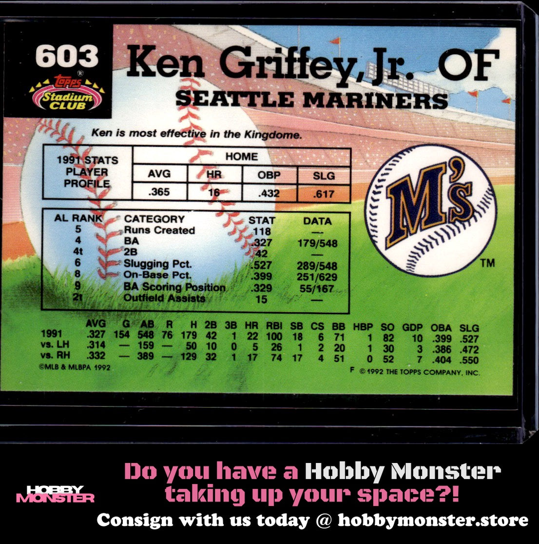 1992 Stadium Club Ken Griffey, Jr. East Coast National Seattle Mariners
