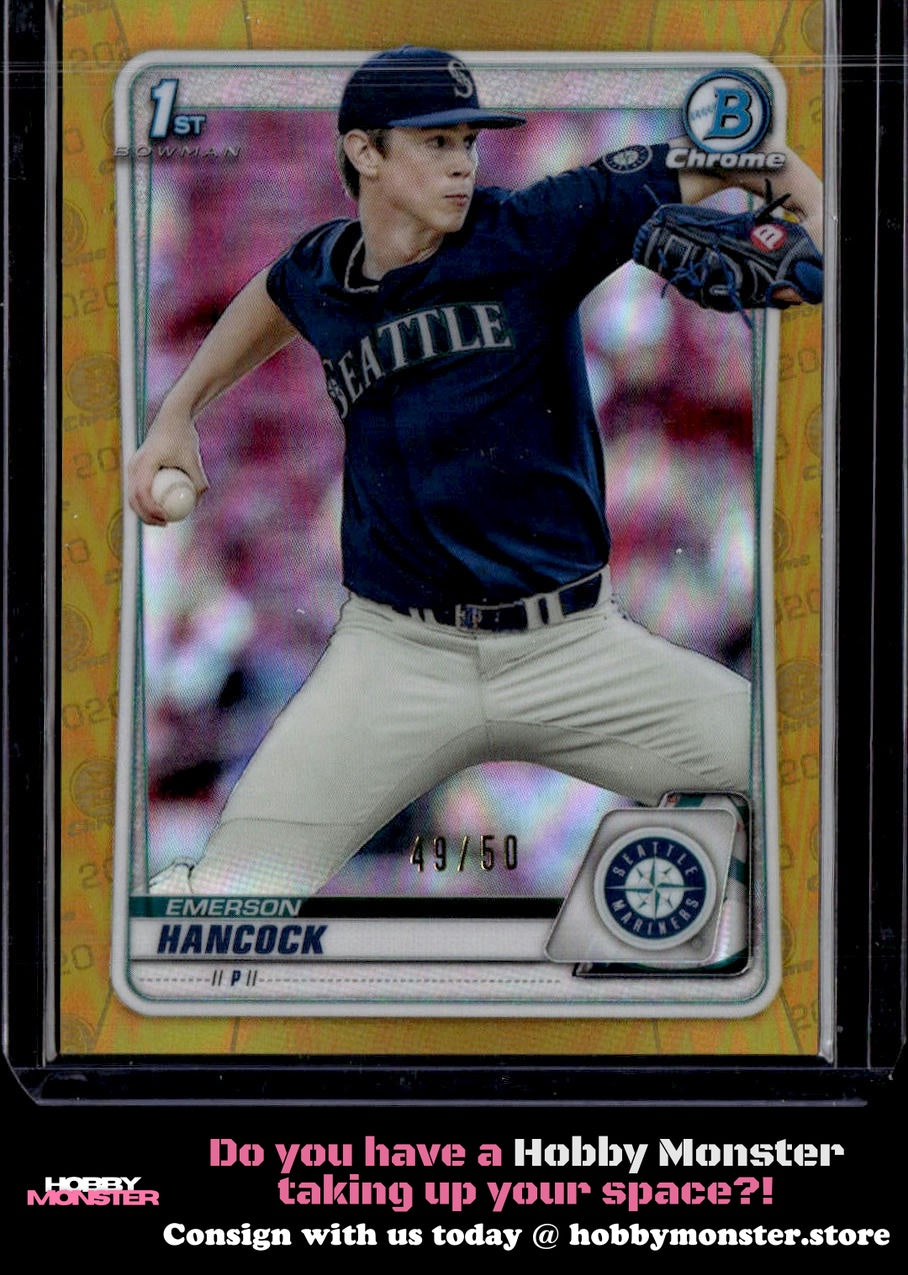 2020 Bowman Draft Emerson Hancock Chrome Gold #/50 Seattle Mariners