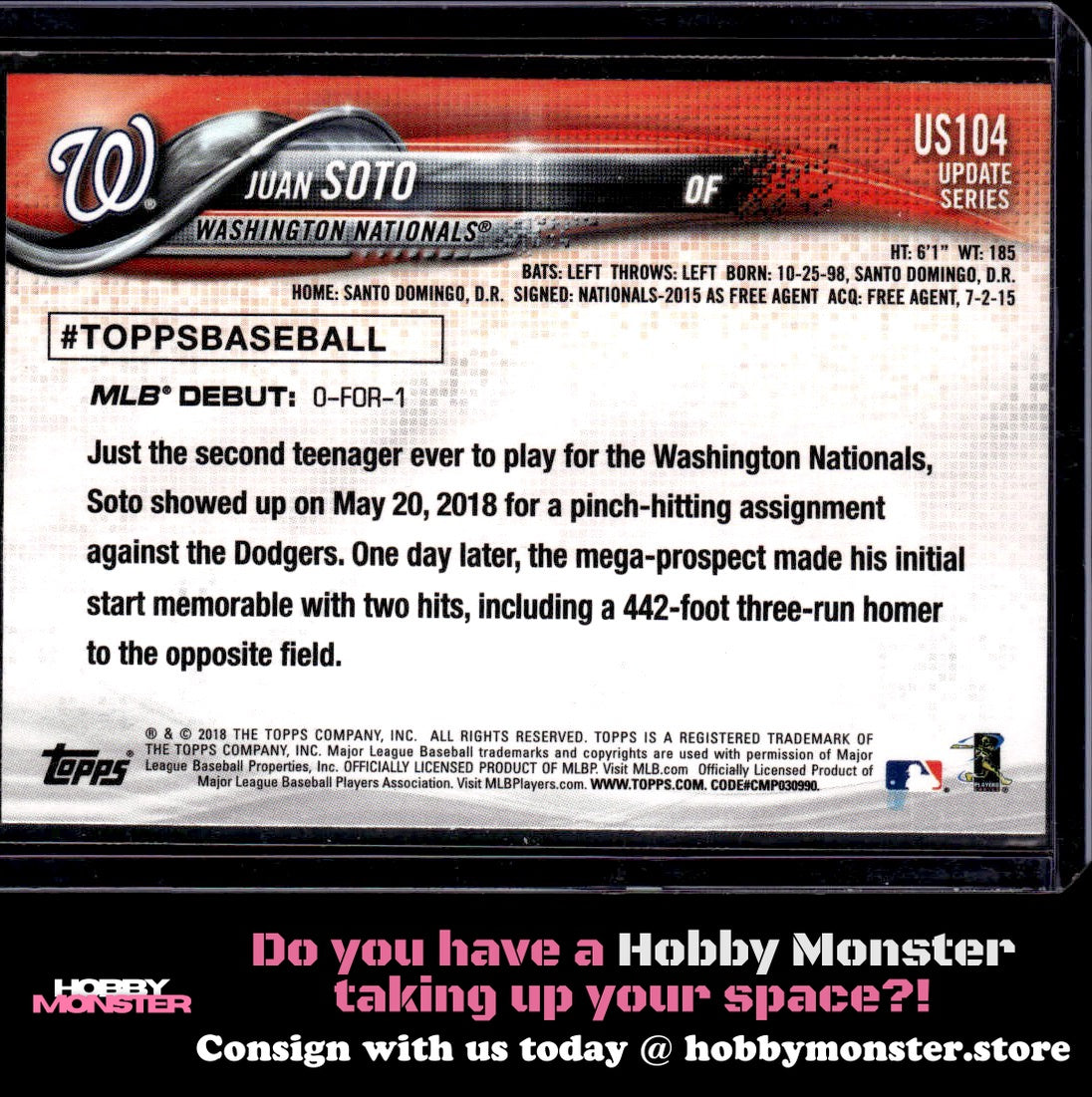 2018 Topps Update Juan Soto Washington Nationals B