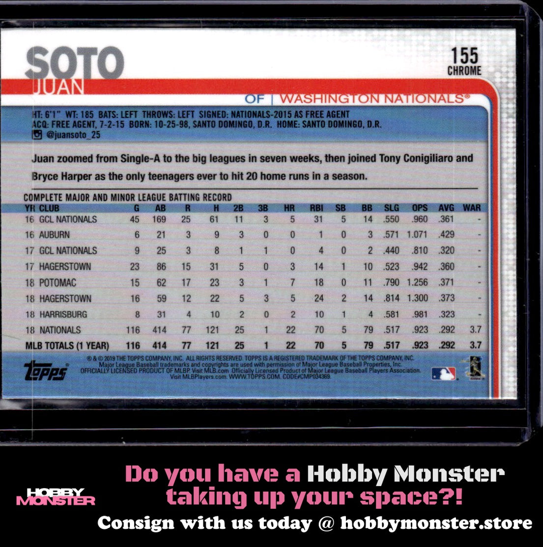 2019 Topps Chrome Juan Soto Washington Nationals