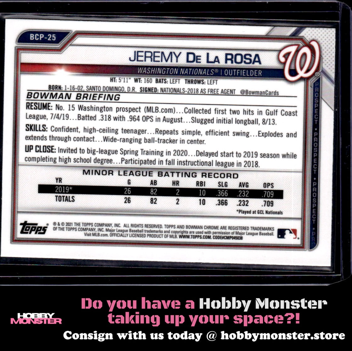 2021 Bowman Sapphire Edition Jeremy De La Rosa Washington Nationals B