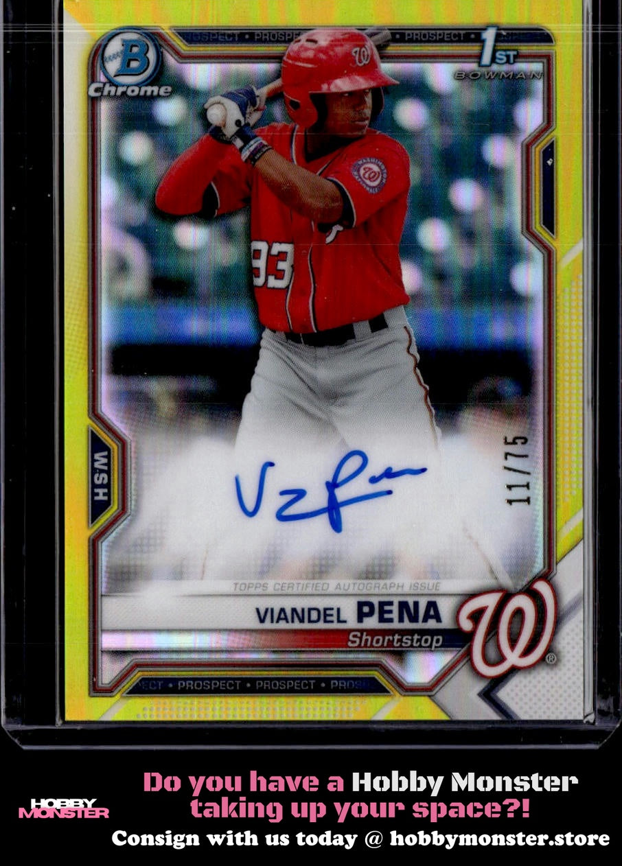 2021 Bowman Chrome Viandel Pena Yellow Refractor Auto #/75 Nationals
