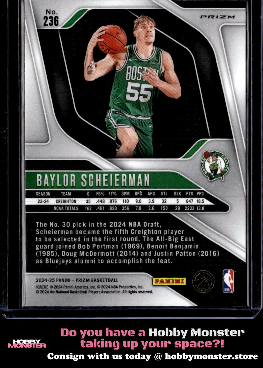 2024-25 Panini Prizm Baylor Scheierman Prizms Ice Boston Celtics