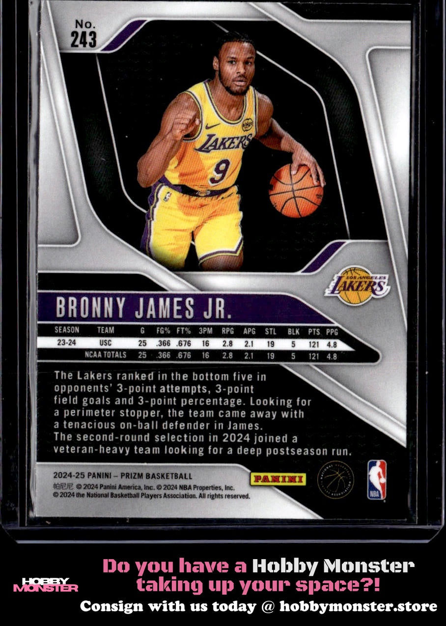 2024-25 Panini Prizm Bronny James Jr. Rookie Los Angeles Lakers