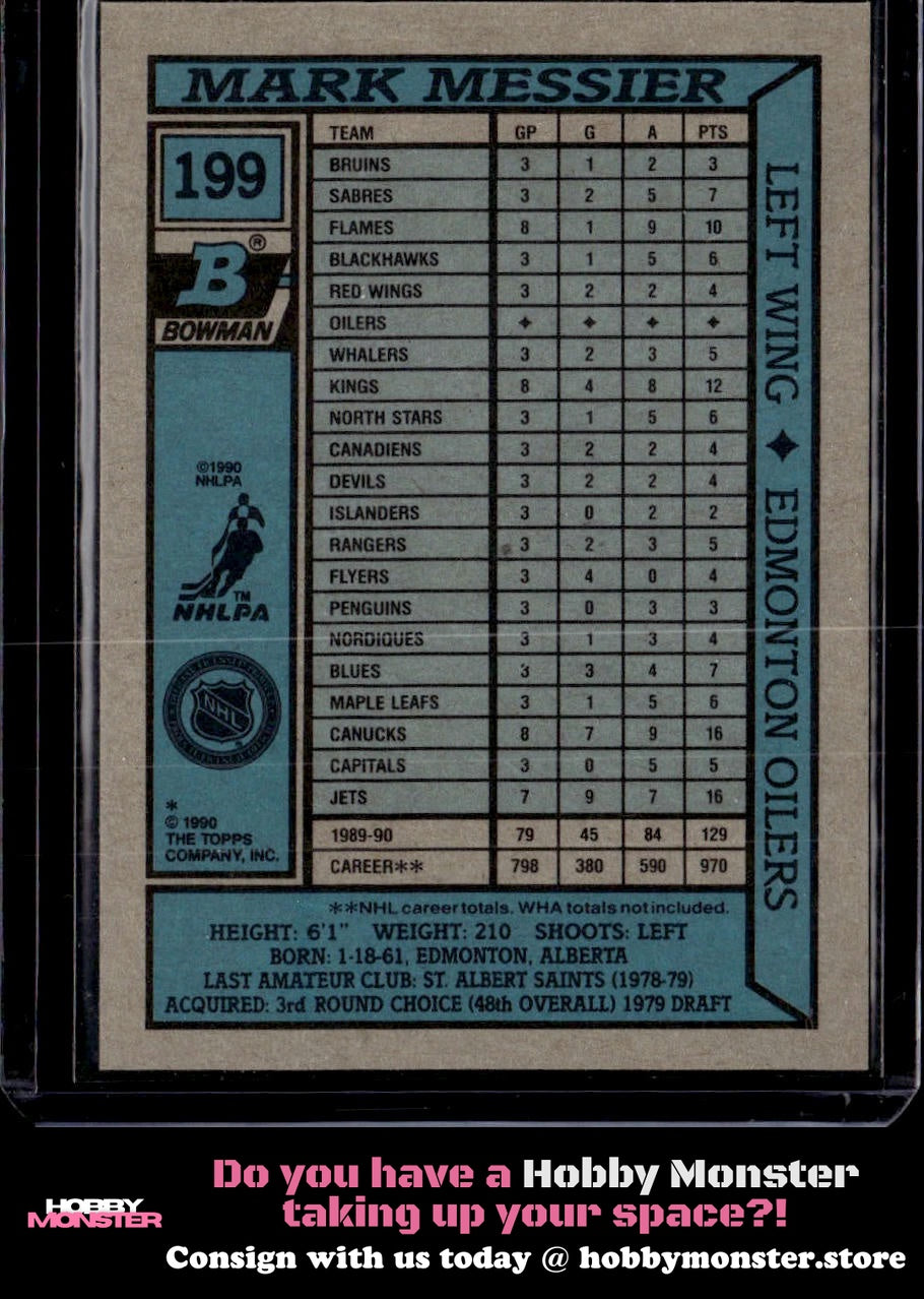 1990-91 Bowman Mark Messier Edmonton Oilers