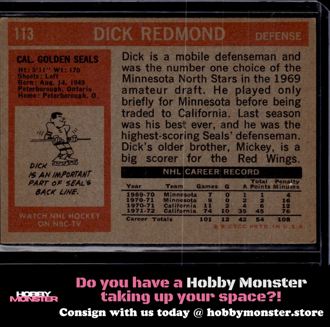 1972-73 Topps Dick Redmond California Golden Seals