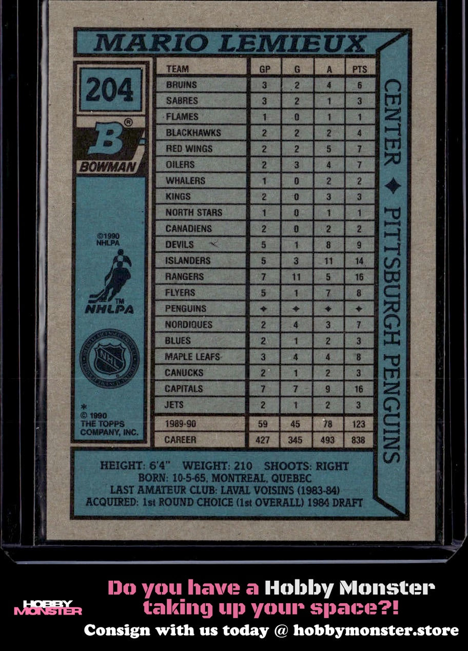 1990-91 Bowman Mario Lemieux Pittsburgh Penguins