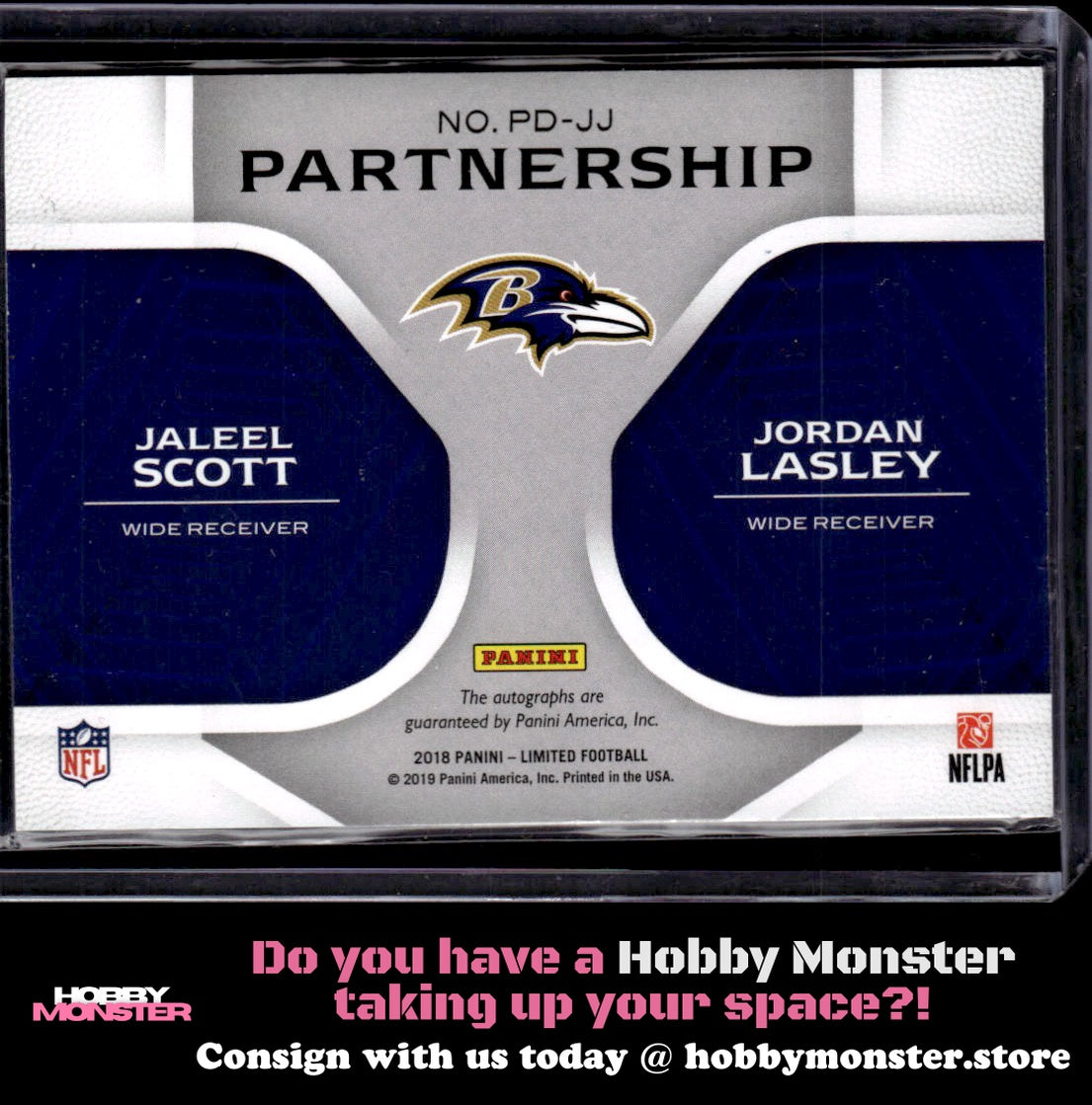 2018 Panini Limited Jaleel Scott / Jordan Lasley Dual Auto #/50 Ravens