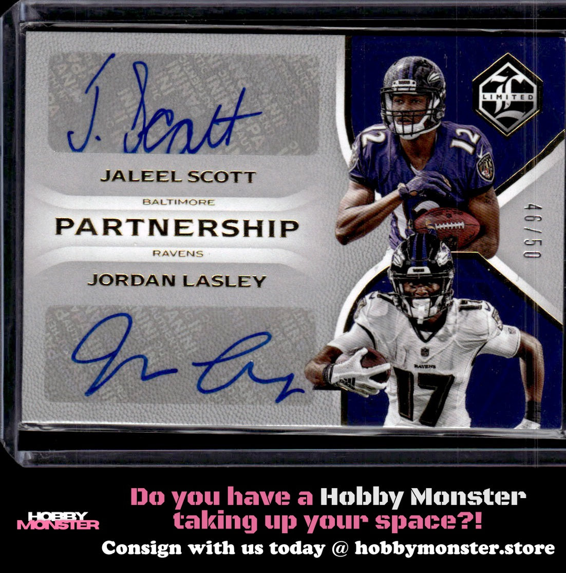 2018 Panini Limited Jaleel Scott / Jordan Lasley Dual Auto #/50 Ravens