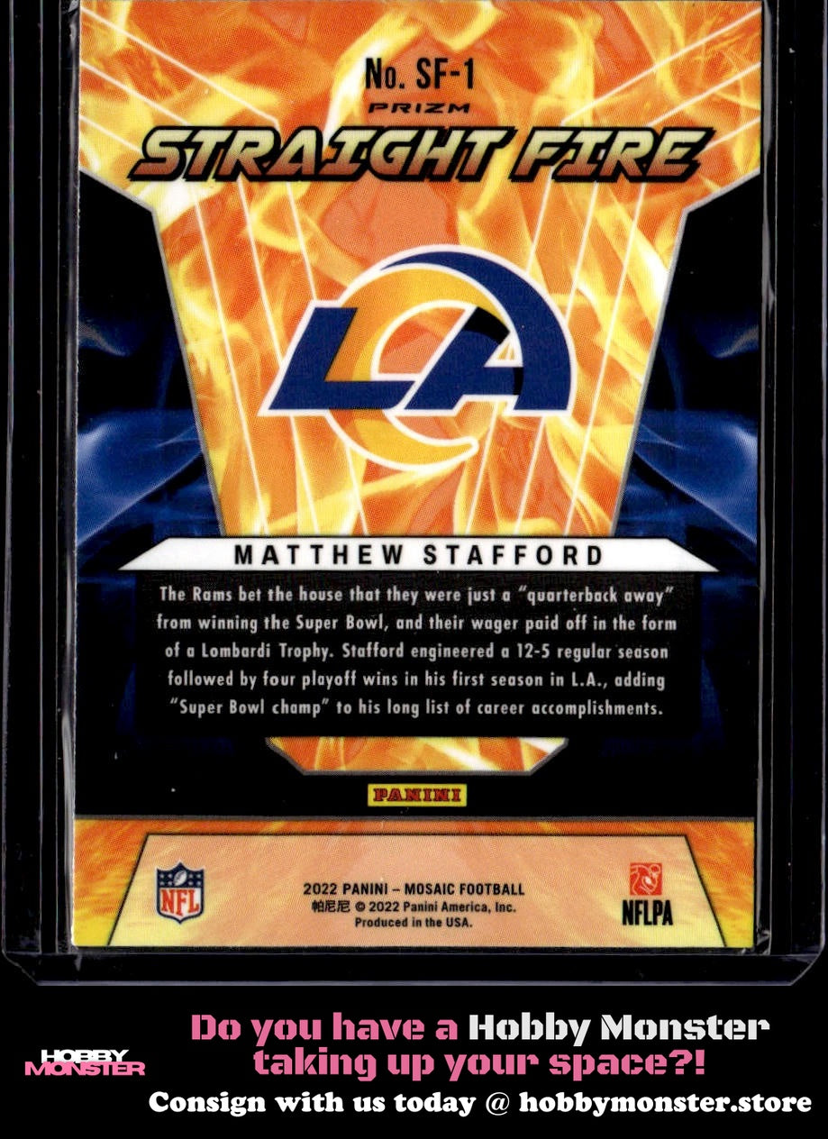 2022 Panini Mosaic Matthew Stafford Straight Fire Silver Los Angeles Rams