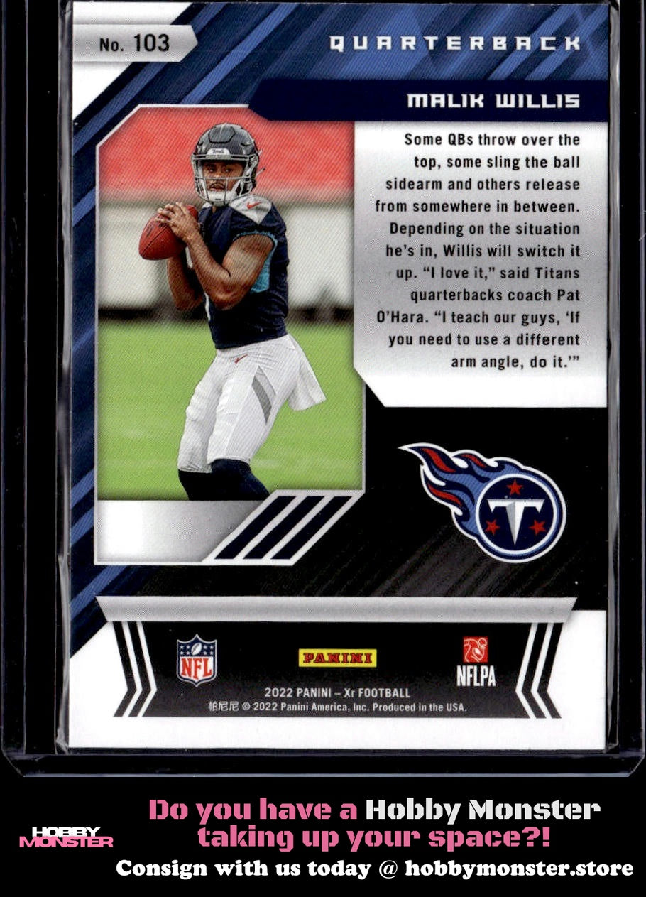 2022 Panini XR Malik Willis Rookie Tennessee Titans