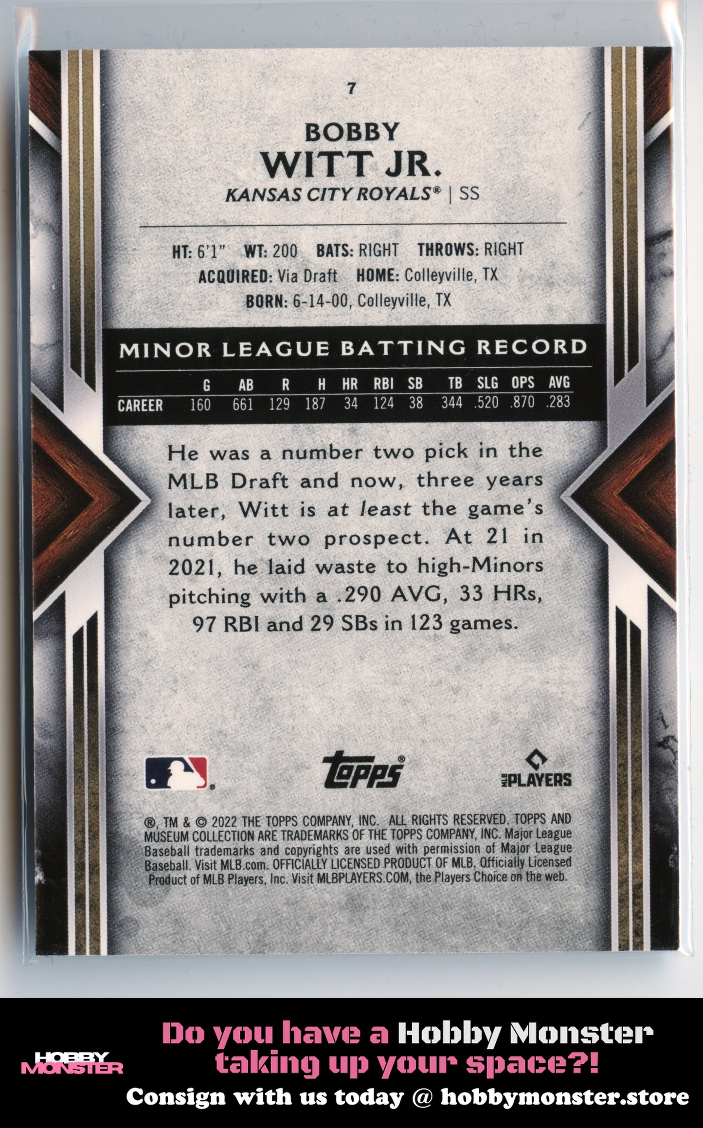 2022 Topps Museum Collection Bobby Witt Jr. Rookie Kansas City Royals