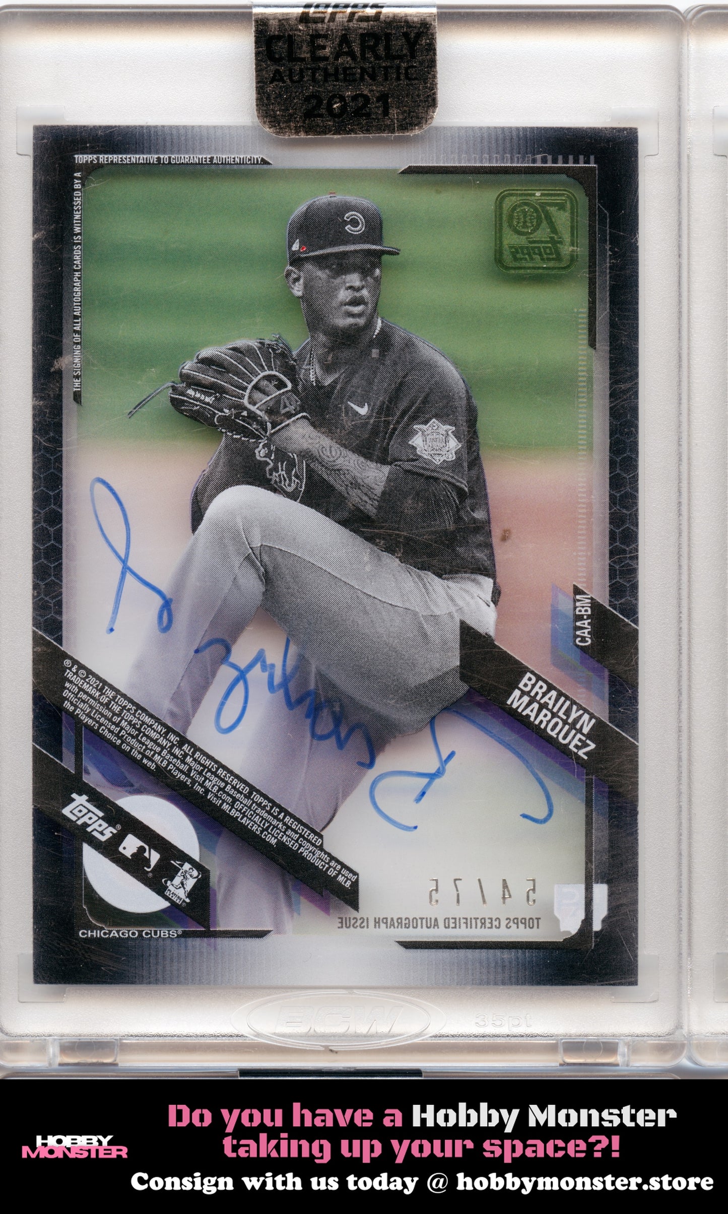 2021 Topps Clearly Authentic Brailyn Marquez Black Auto #/75 Chicago Cubs