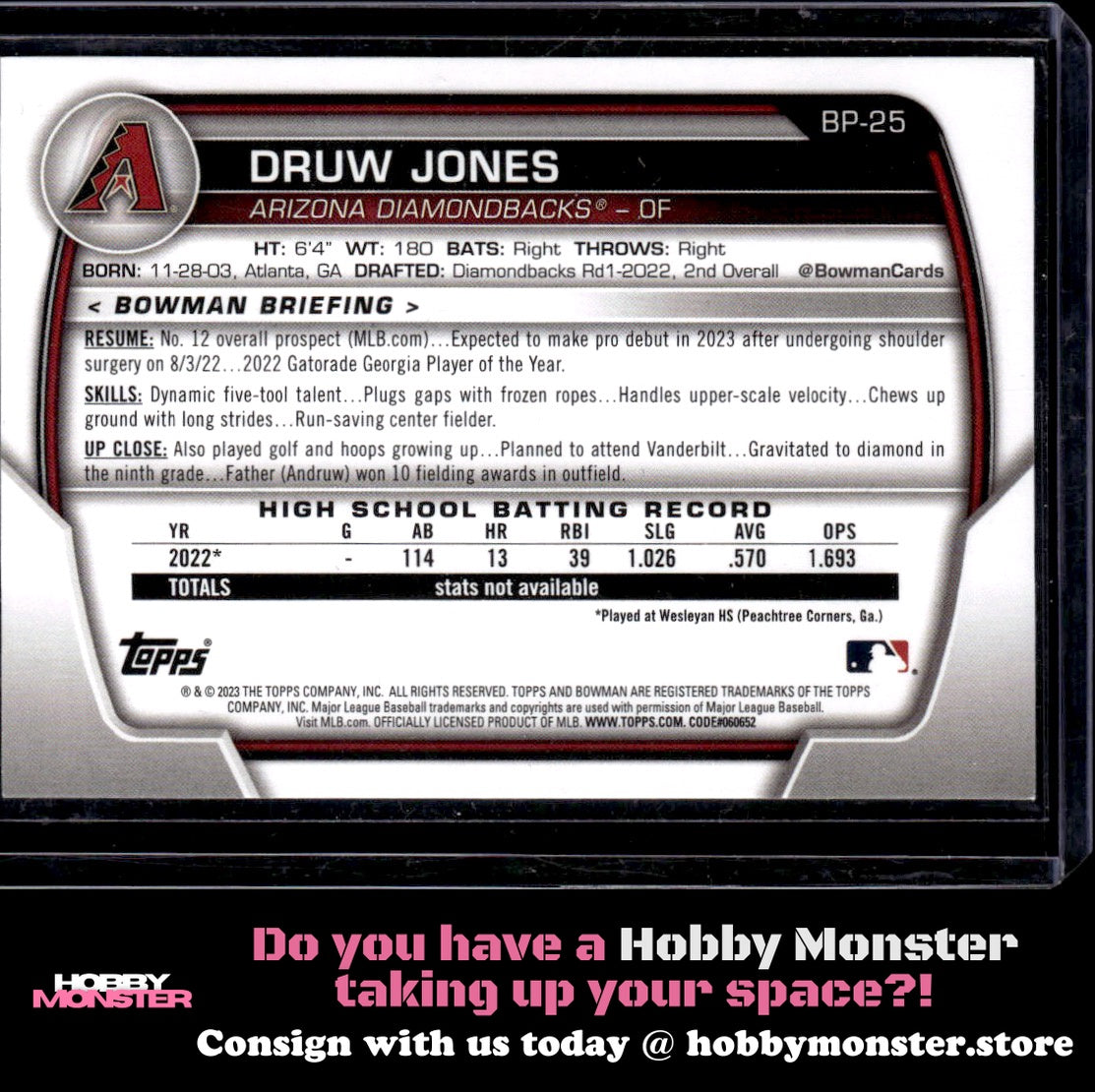 2023 Bowman Druw Jones Prospects Arizona Diamondbacks