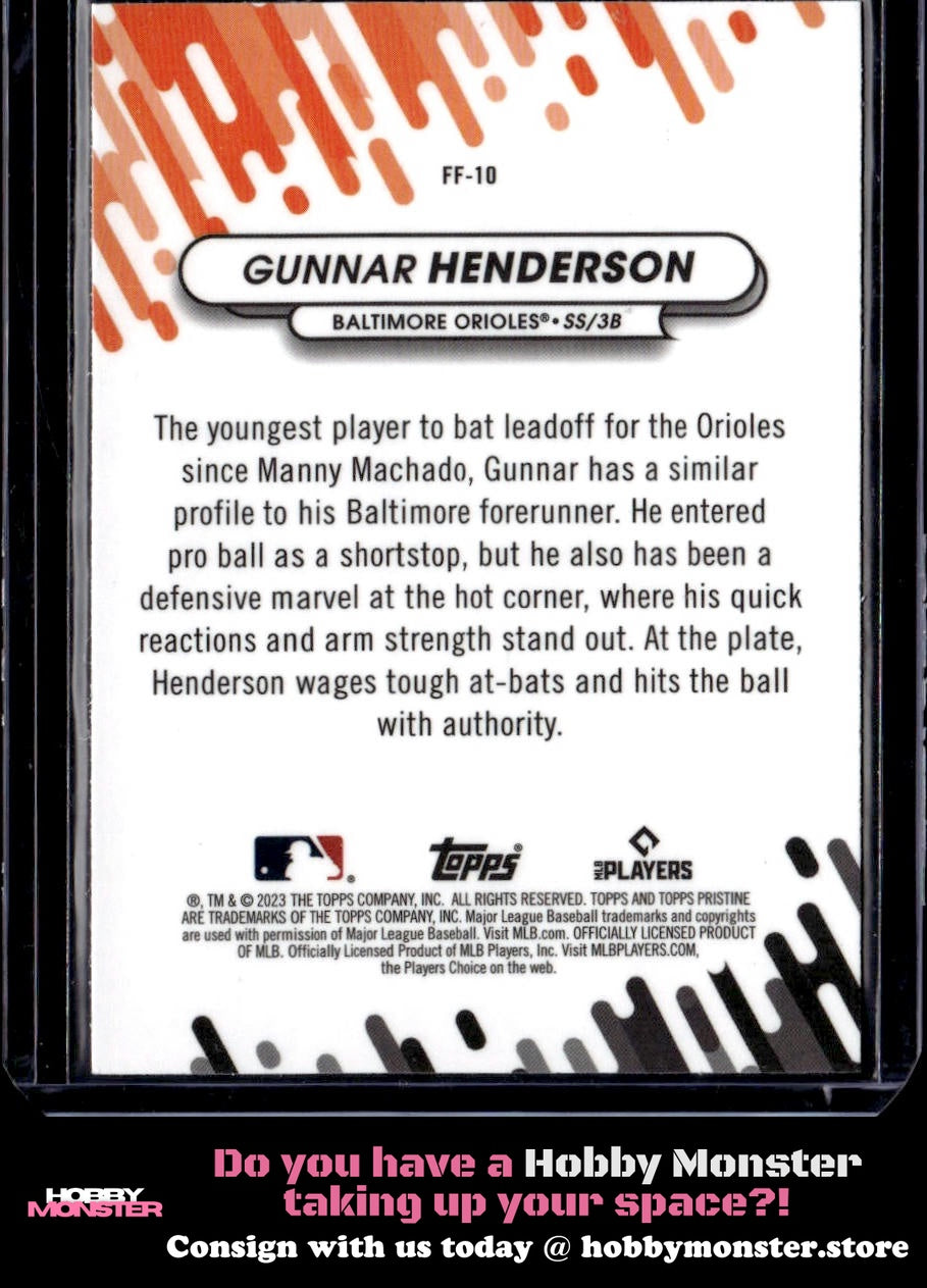 2023 Topps Pristine Gunnar Henderson Fresh Faces Baltimore Orioles