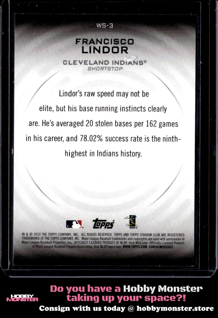 2019 Stadium Club Francisco Lindor Warp Speed Black #/99 Cleveland Indians