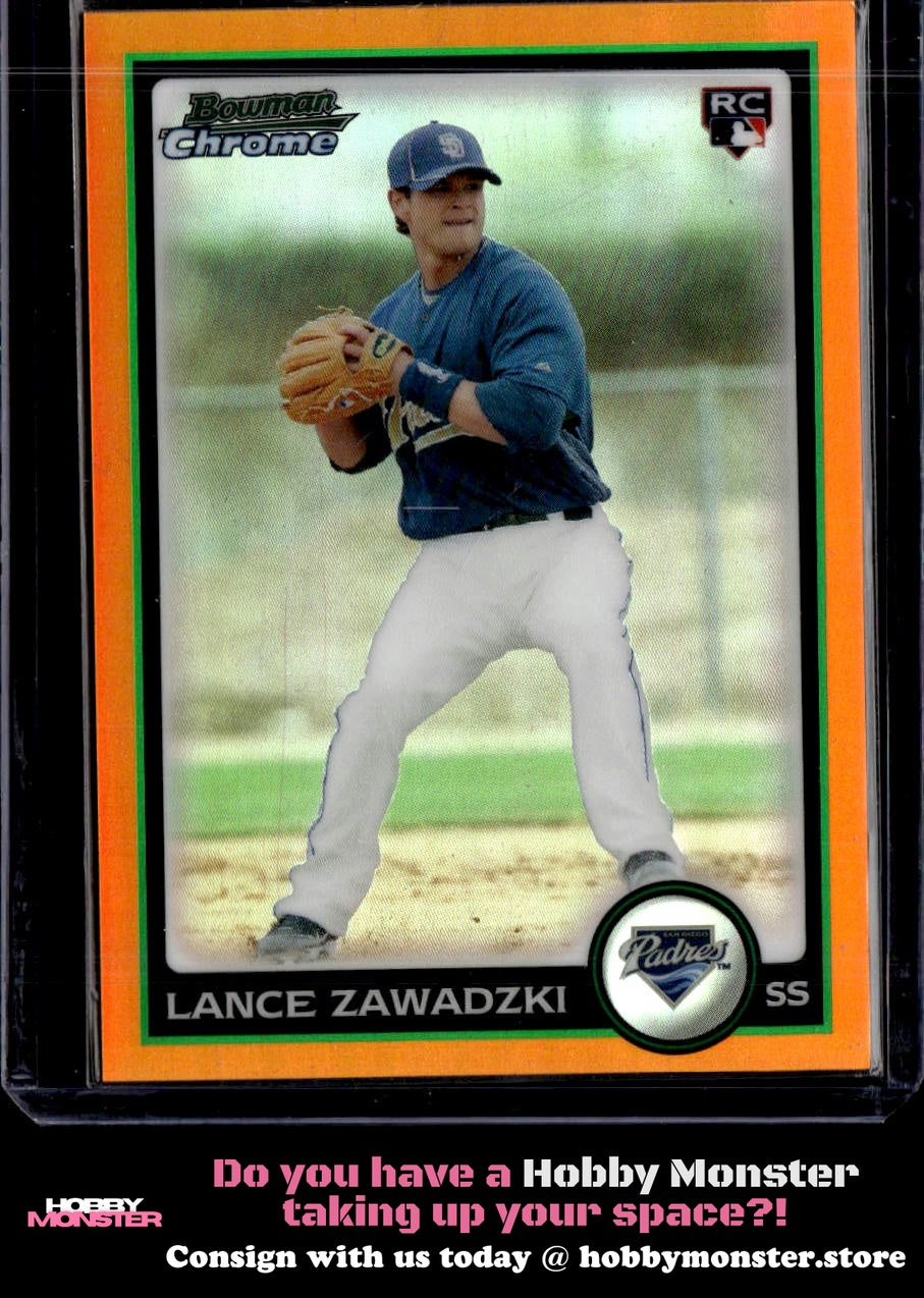 2010 Bowman Draft Lance Zawadzki Chrome Orange Refractors #/25 San Diego Padres