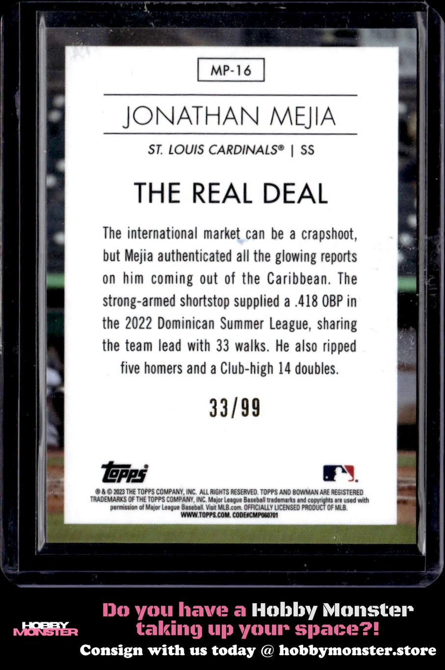 2023 Bowman Jonathan Mejia Modern Green #/99 St. Louis Cardinals