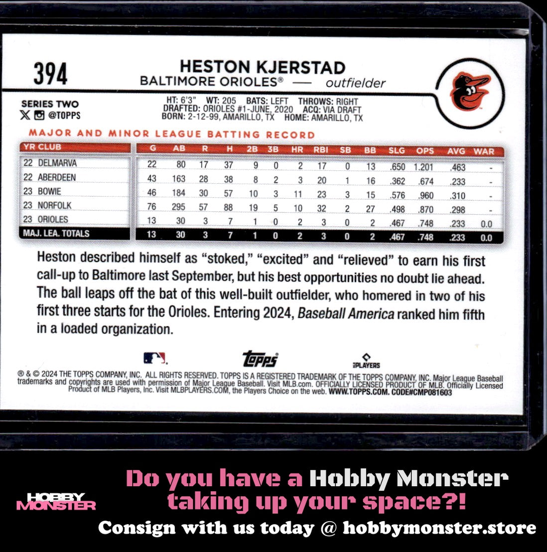 2024 Topps Heston Kjerstad Holiday Rookie Baltimore Orioles
