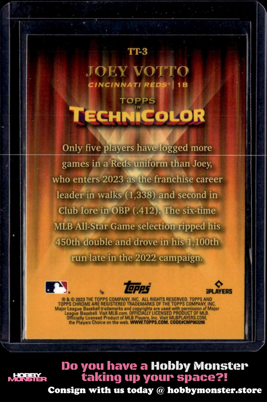 2023 Topps Chrome Joey Votto Topps in Technicolor Cincinnati Reds