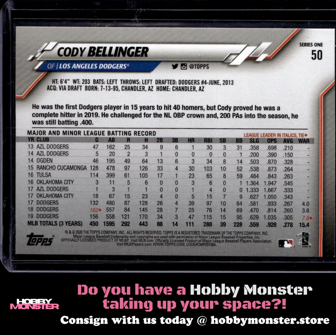 2020 Topps Cody Bellinger SP Los Angeles Dodgers