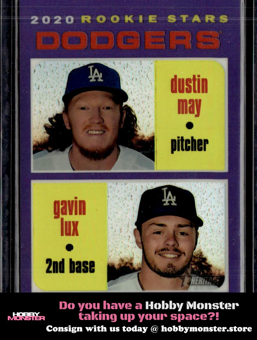 2020 Topps Heritage Dustin May / Gavin Lux Chrome Purple Refractor Dodgers